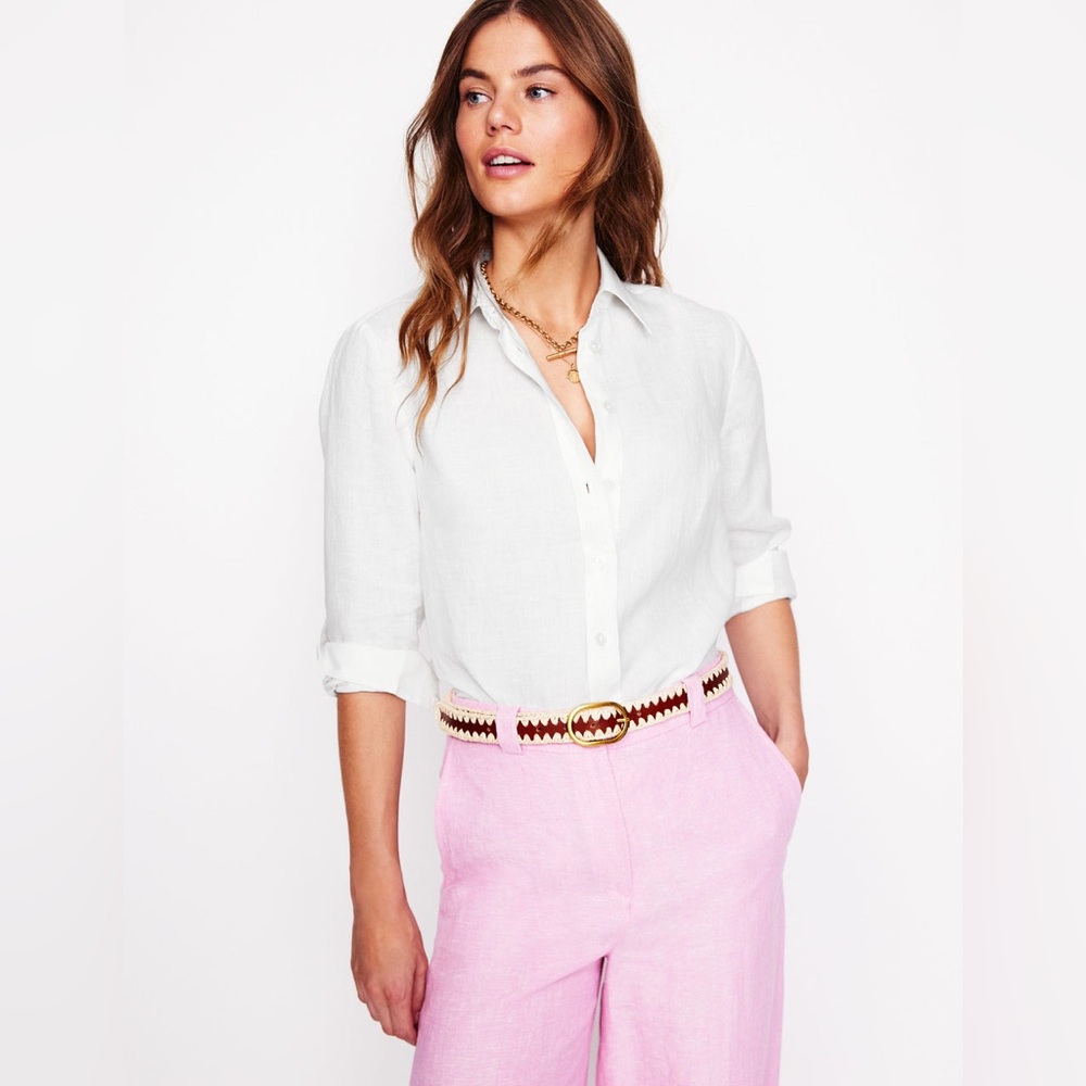 NWOT Boden Sienna Linen Shirt in White